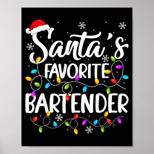 Poster Santa Favorite Bartender Christmas Lights Funny Xm (Devant)