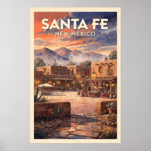 Poster Santa Fe Nouveau-Mexique Voyage Rétro