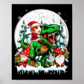 Poster Santa Guinea G Riding T-rex Gnomes Christmas Trees (Devant)