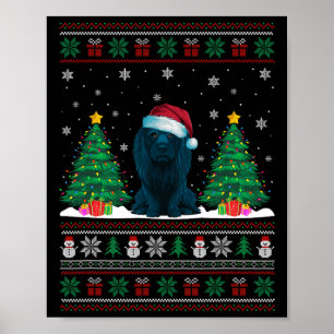 Poster Santa Hat Aff Chien de Noël Lumières Arbre Vilain