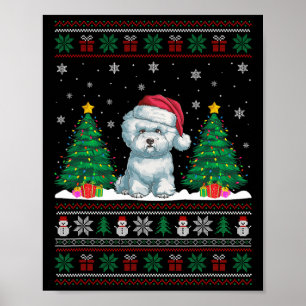 Poster Santa Hat Bichon Frise Chien Xmas L'Arbre S