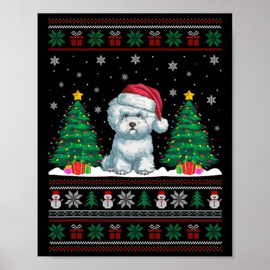 Poster Santa Hat Bichon Frise Chien Xmas L'Arbre S (Devant)