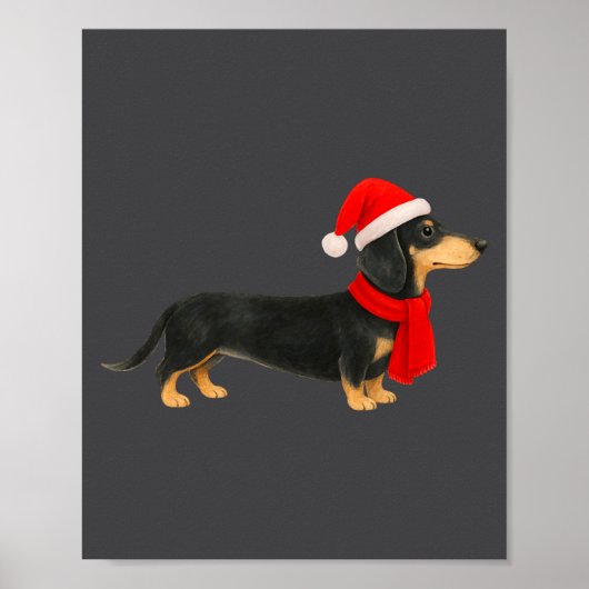 Poster Santa Hat Dachshund Christmas Funny Cute Dog Mom  (Devant)