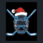 Poster Santa Hat Hockey Sport  Christmas Ice Hockey Playe<br><div class="desc">Santa Hat Hockey Sport  Christmas Ice Hockey Player</div>