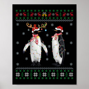 Poster Santa Hat Penguin Bird Xmas Éclairage Pingouin moc