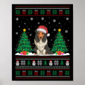 Poster Santa Hat Porté Collie Chien Xmas Les lumières des (Devant)