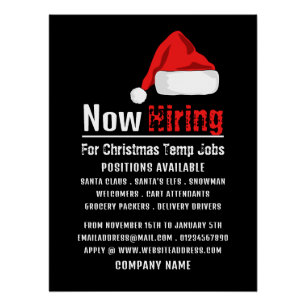 Poster Santa Hat, Recrutement Saisonnier Publicité
