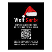 Poster Santa Hat, Visit Père Noël, QR Code Queue (Devant)