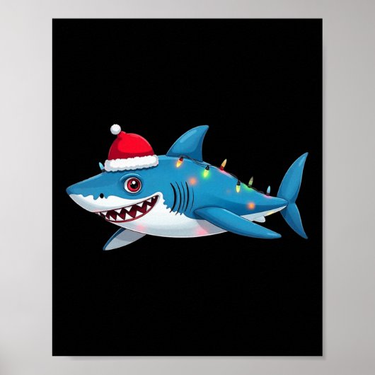 Poster Santa Jaws Shark Christmas Lights Merry Sharkmas X (Devant)
