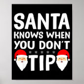 Poster Santa Knows When You Don't Tip Server Squad Santa  (Devant)