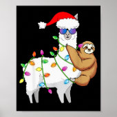Poster Santa Llama Xmas Funny Llama Sloth Christmas (Devant)