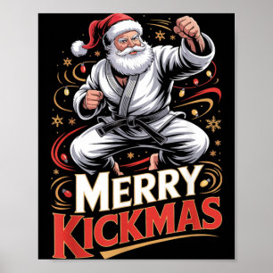 Poster Santa MMA Karaté Joyeux Kickmas Noël dégueulasse J