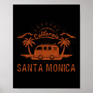 Poster Santa Monica, Ca Californie Rétro Vintage Surf