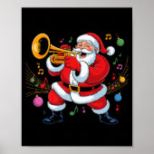 Poster Santa Playing Trumpet Funny Holiday Chrismas Xmas (Devant)