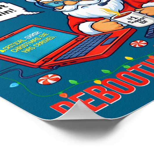 Poster Santa Rebooting Support Engineer s Tech Joke (Coin)