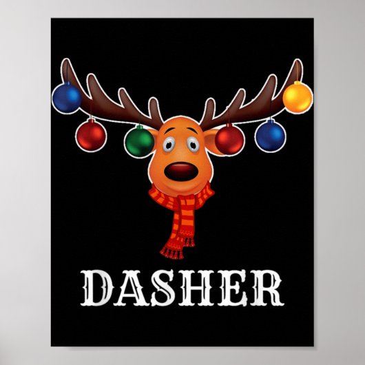 Poster Santa Reindeer Dasher Xmas Group Costume T Shirt  (Devant)