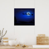 Poster Santa Reindeer Over Moon (Cuisine)