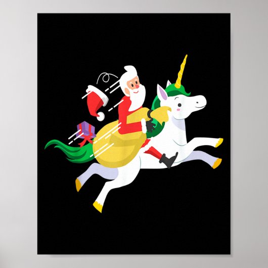 Poster Santa Riding A Unicorn Funny Christmas Gift  (Devant)