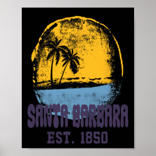 Poster Santa Rra Californie Rétro Surfeur Vintage Plage M