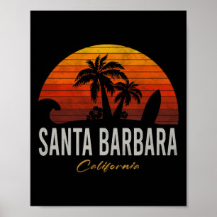 Poster Santa Rra Californie Rétro Surfeur Vintage Plage M