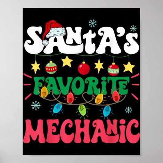 Poster Santa S Favorite Mechanic Funny Santa Xmas Light C (Devant)