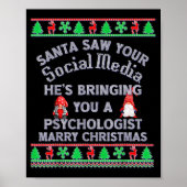 Poster Santa Saw Your Social Media Litical Ugly Christmas (Devant)