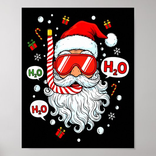 Poster Santa Scuba Diving Equipment Funny Scuba Diver Chr (Devant)