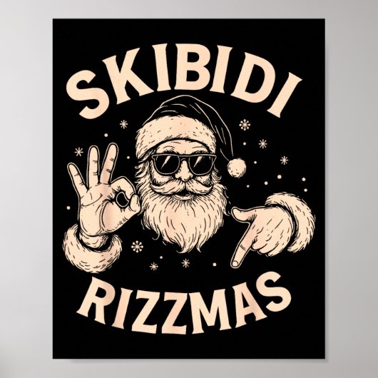 Poster Santa Six Seven Meme 67 Hands Sign Rizz Skibidi Ri (Devant)