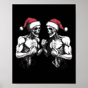 Poster Santa Squelette Lutte Lutteur Halloween Noël