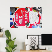 Poster Santa & Stop hier Sign (Thuiskantoor)