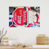 Poster Santa & Stop hier Sign (Keuken)