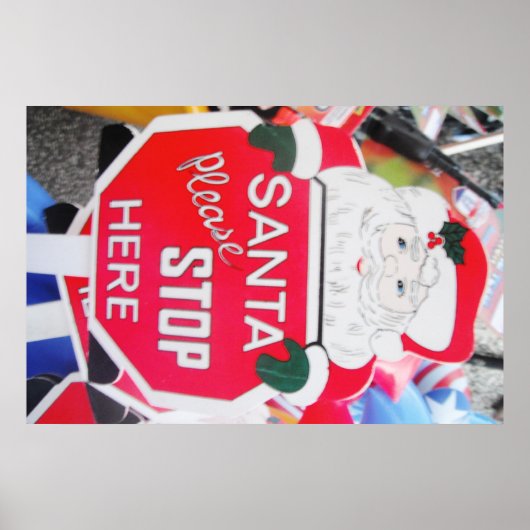 Poster Santa & Stop hier Sign (Voorkant)