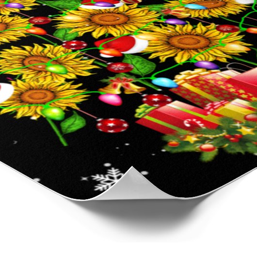 Poster Santa Sunflower Christmas Tree Xmas Lights Santa S (Coin)
