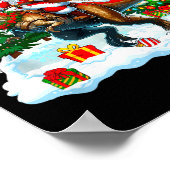 Poster Santa Sungles Riding T-rex Reindeer Christmas Snow (Coin)