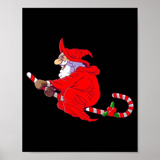 Poster Santa Witch Candy Cane Christmas Santa Hat Funny C (Devant)