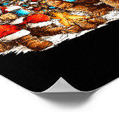 Poster Santa With Bigfoot Christmas Campfire Funny Sasqua (Coin)