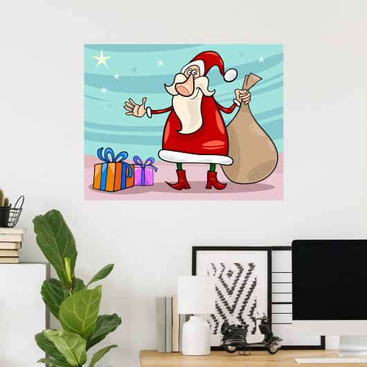 Poster Santa With Presents And A Sack (Bureau à domicile)