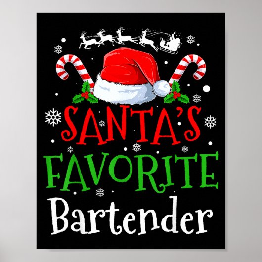 Poster Santa's Favorite Bartender Christmas Party (Devant)