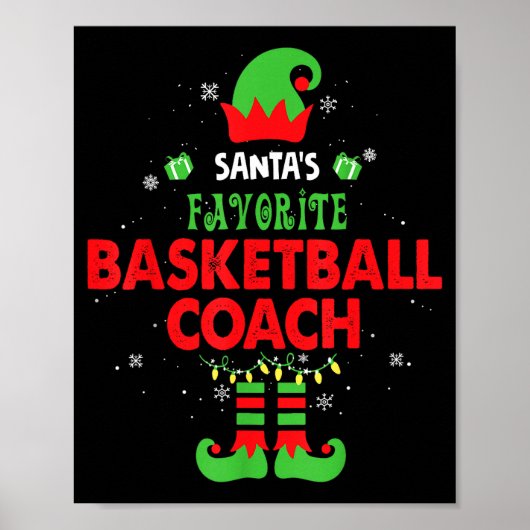 Poster Santa's Favorite Basketball Coach Funny Elf Family (Devant)