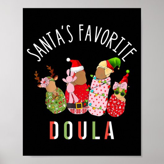 Poster Santa's Favorite Doula Nurse Christmas Stpartum Mi (Devant)