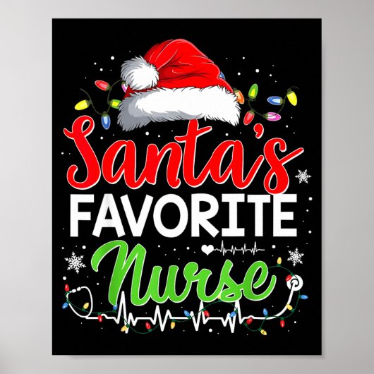 Poster Santa's Favorite Nurse Funny Christmas Nurse Xmas (Devant)