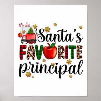 Poster Santa's Favorite Principal Christmas Kids Boys Gir