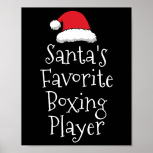 Poster Santas Joueur favori de boxe - Noël Funny Bo