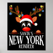 Poster Santa's New York Reindeer Funny Xmas Matching Pjs (Devant)