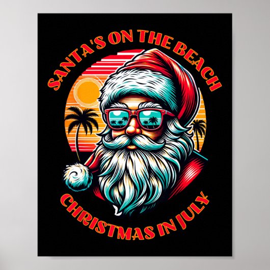 Poster Santa's On The Beach. Christmas In July.  (Devant)