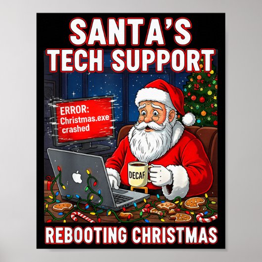 Poster Santas Tech Support_ Redémarrage de Noël Drôle _3 (Devant)