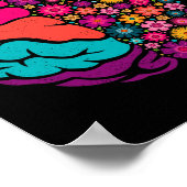 Poster Santé mentale Floral Cerveau Conscience de la dépr (Coin)