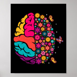 Poster Santé mentale Floral Cerveau Conscience de la dépr
