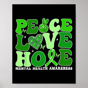 Poster Santé mentale Paix Amour Espoir Vert Santé mentale