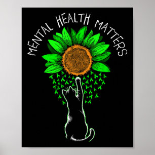 Poster Santé mentale S Chat Sensibilisation Fleur Femmes